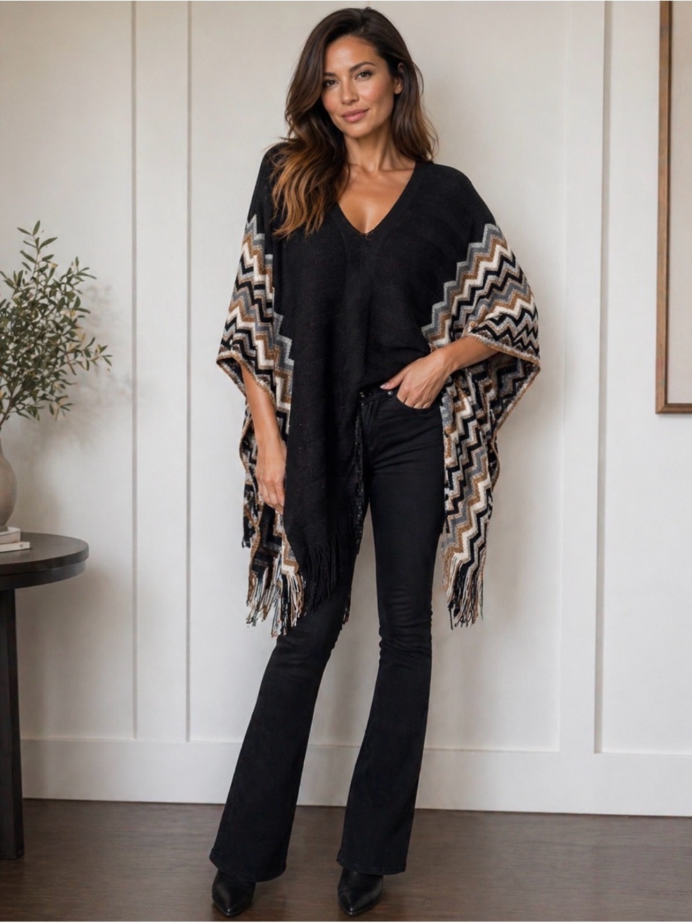 Missoni Black Tunic with Gold and Silver Chevron Detail